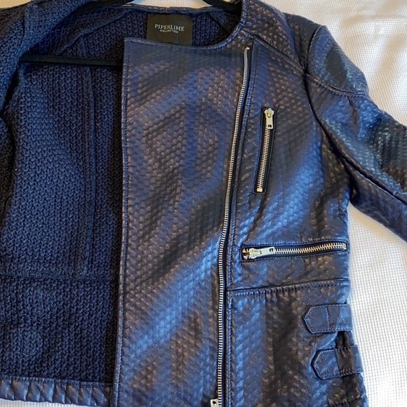 Piperlime Collection Woman’s Faux Leather Jacket Navy Color Size XS - Picture 3 of 13